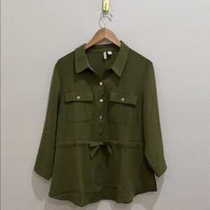 Cato Olive Gold Button-Down Shirt